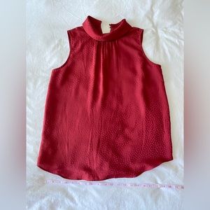Ann Taylor Red Sleeveless Blouse Mock Neck. size Small